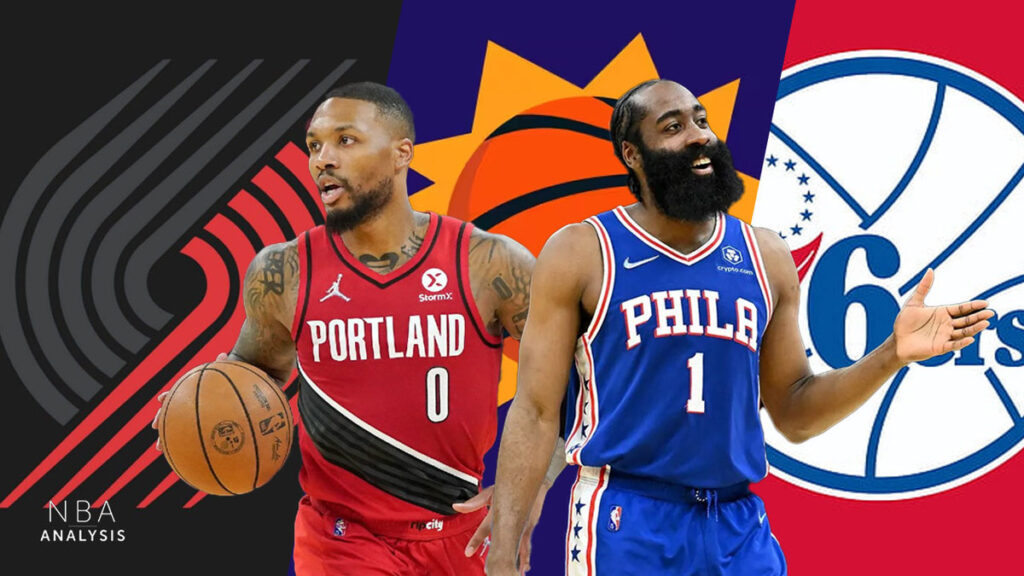 Damian Lillard, James Harden, Phoenix Suns, NBA trade rumors, Portland Trail Blazers, Philadelphia 76ers